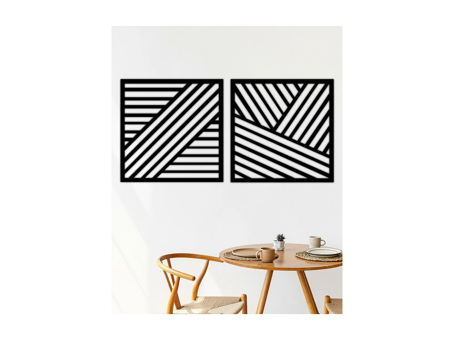 Dekoracja Metalowa Linie 3, Czarny, 150x3x75 cm, EPIKASA