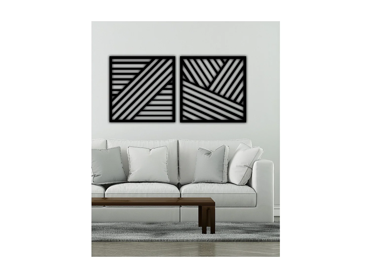 Dekoracja Metalowa Linie 3, Czarny, 150x3x75 cm, EPIKASA