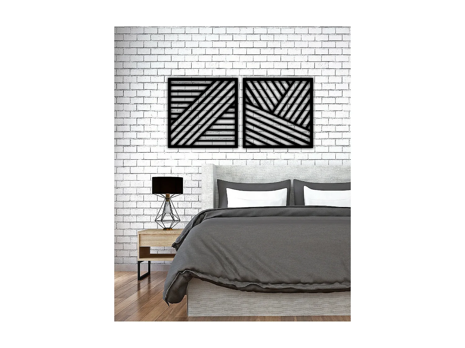 Dekoracja Metalowa Linie 3, Czarny, 150x3x75 cm, EPIKASA