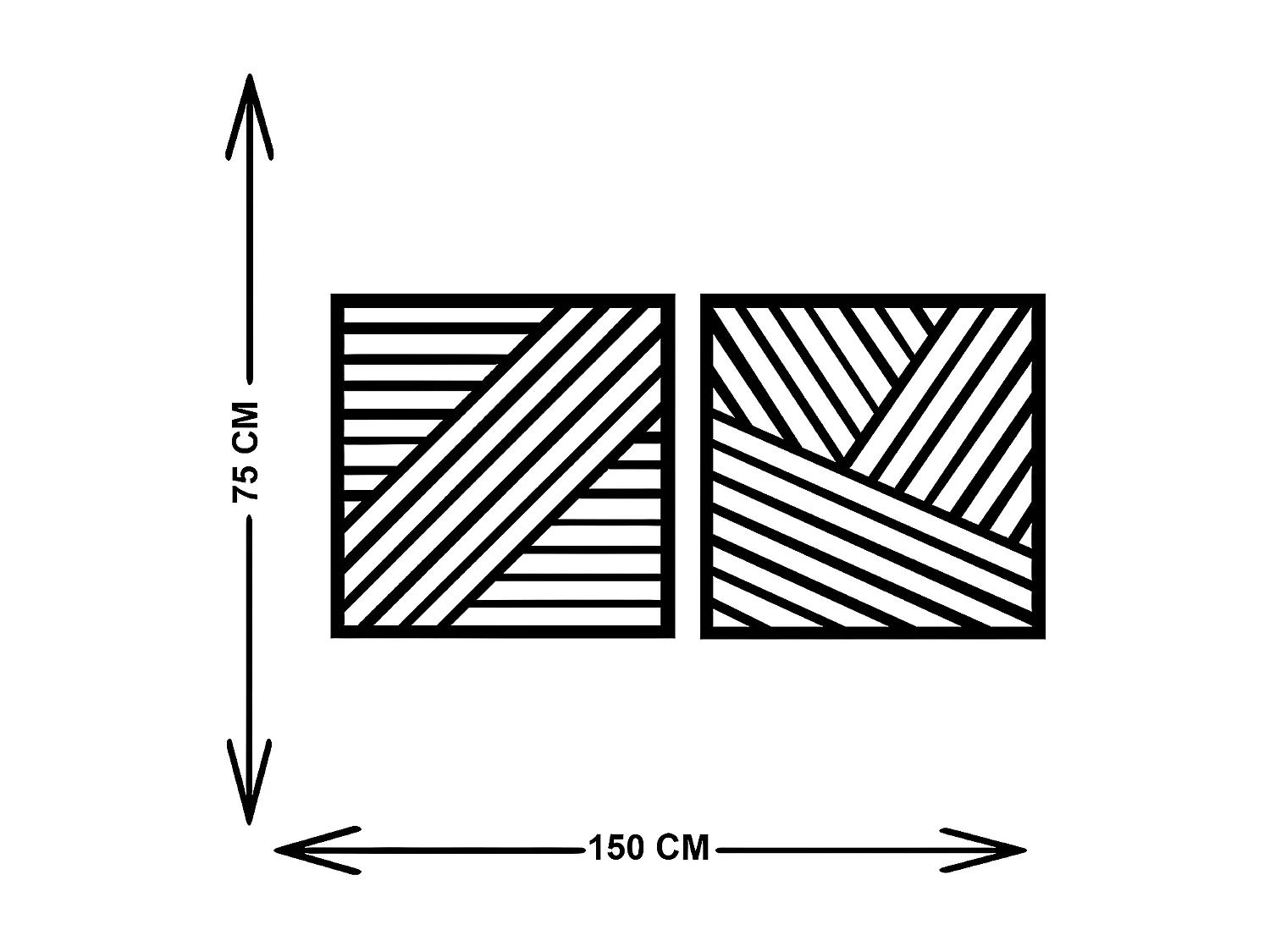 Dekoracja Metalowa Linie 3, Czarny, 150x3x75 cm, EPIKASA