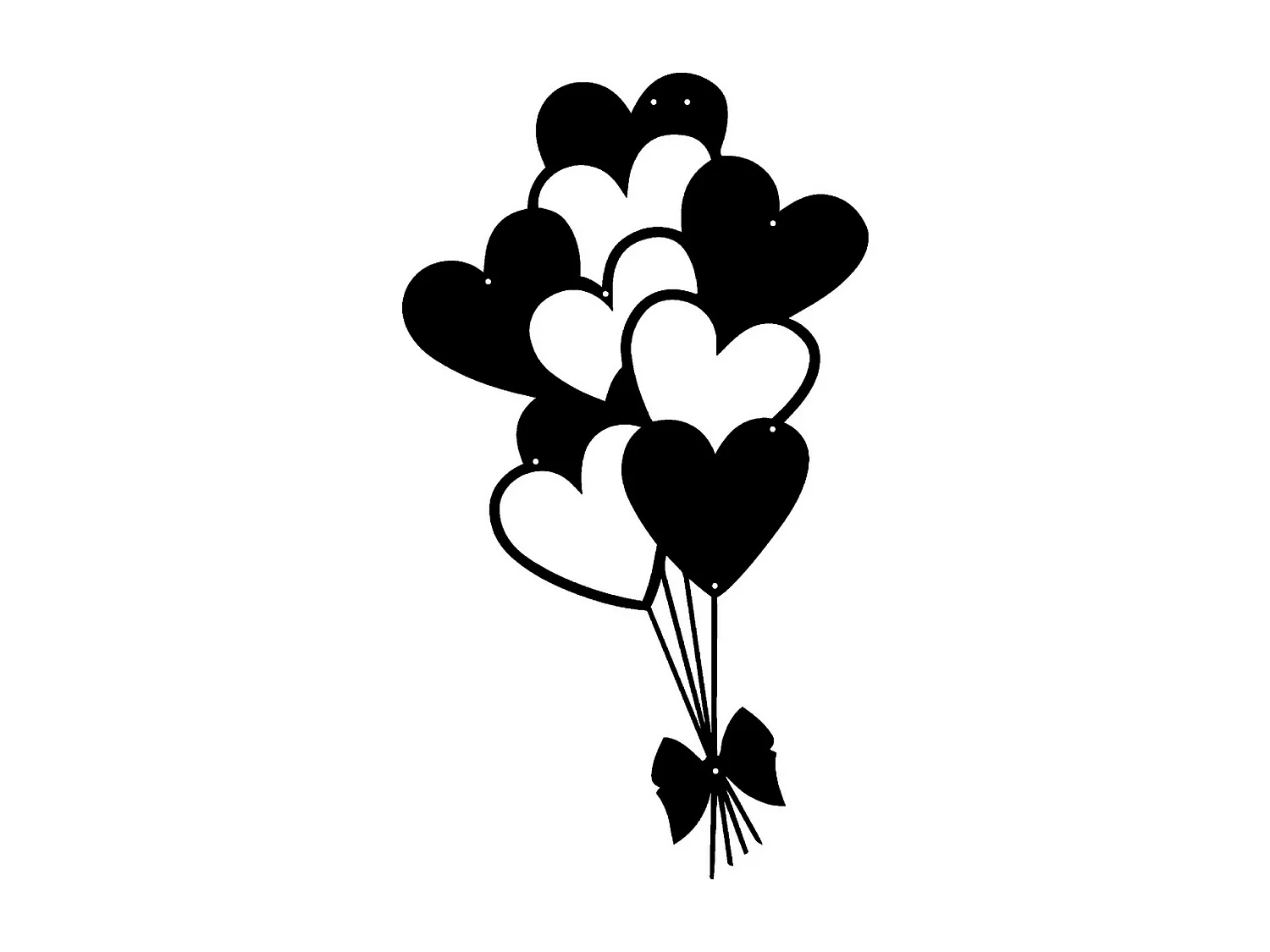 Décoration en Métal Coeur Baloons 1, Noir, 35x1,5x60 cm, EPIKASA
