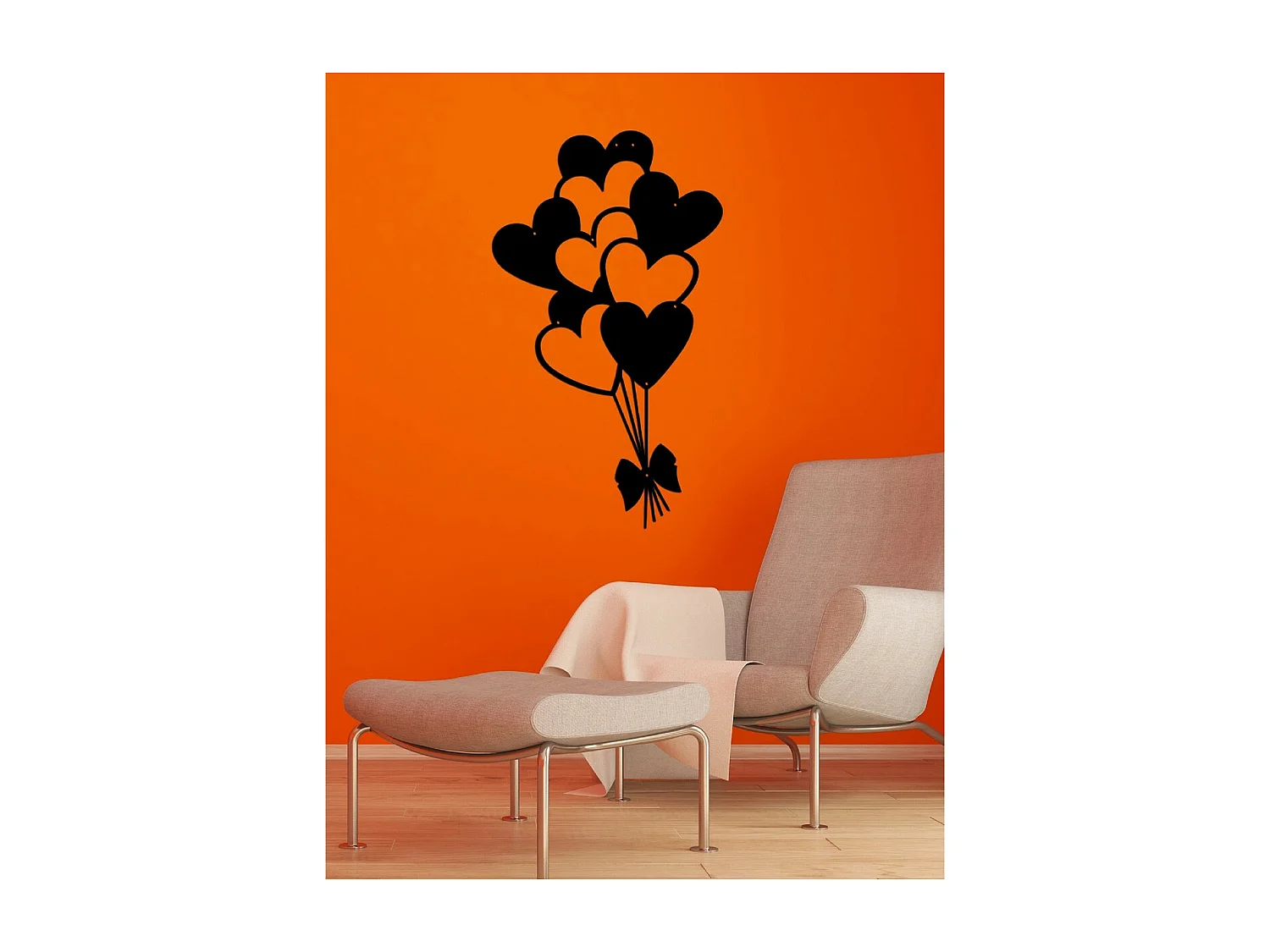 Décoration en Métal Coeur Baloons 1, Noir, 35x1,5x60 cm, EPIKASA