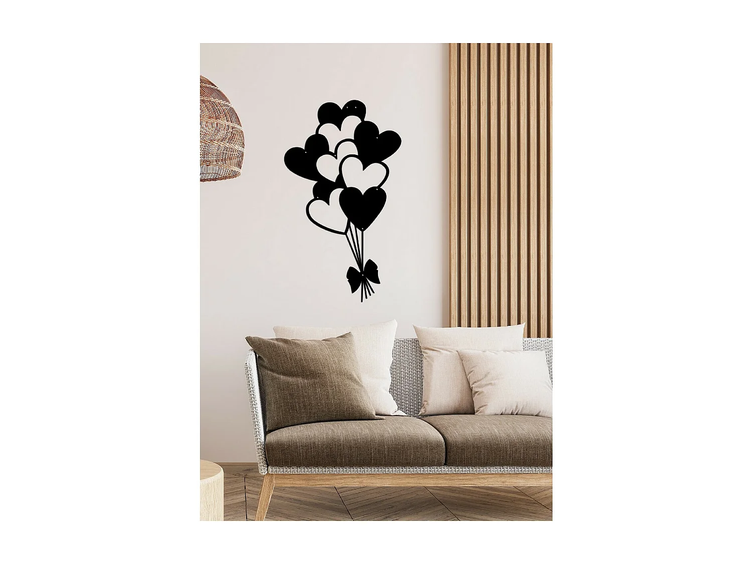 Décoration en Métal Coeur Baloons 1, Noir, 35x1,5x60 cm, EPIKASA