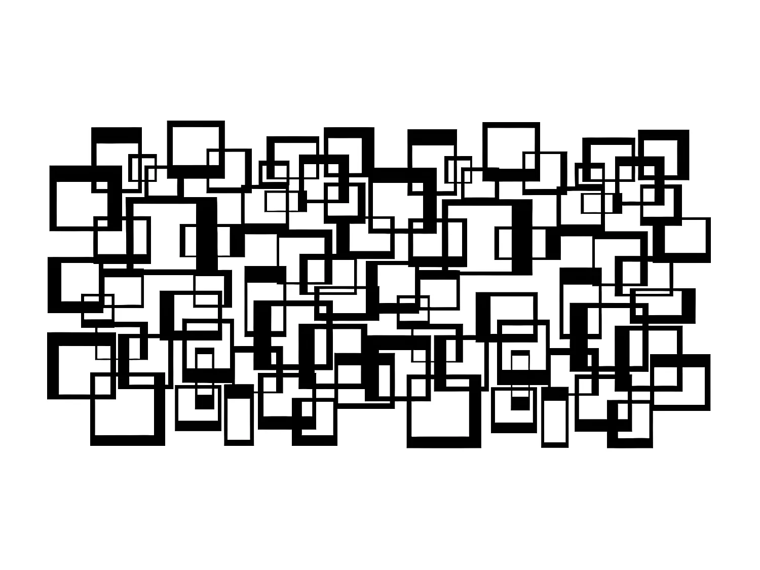 Décoration en Métal Carrés 2, Noir, 102x3x50 cm, EPIKASA