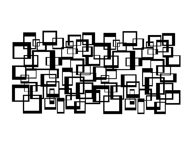 Décoration en Métal Carrés 2, Noir, 102x3x50 cm, EPIKASA