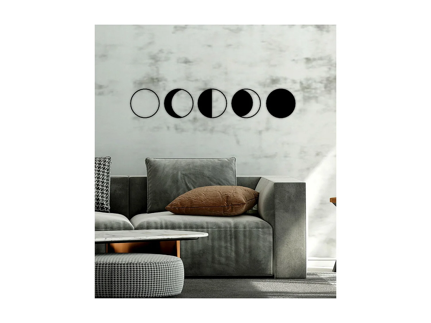 Decoração em Metal Fases Lunares 1, Preto, 200x3x40 cm, EPIKASA