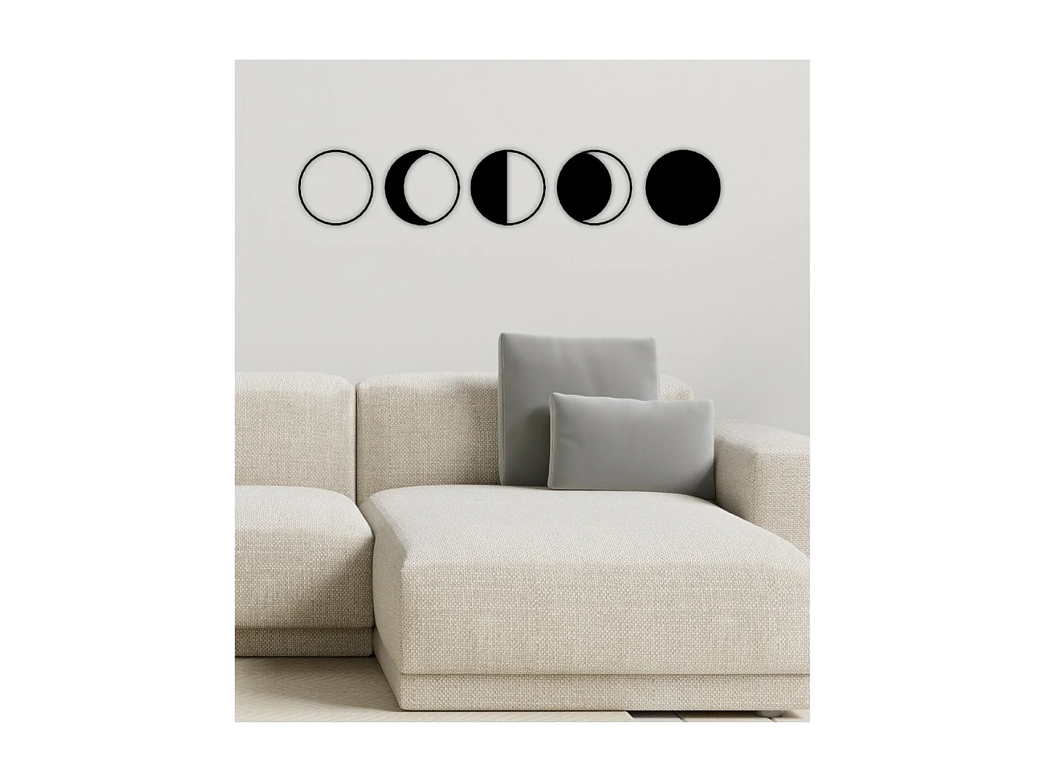 Decoração em Metal Fases Lunares 1, Preto, 200x3x40 cm, EPIKASA