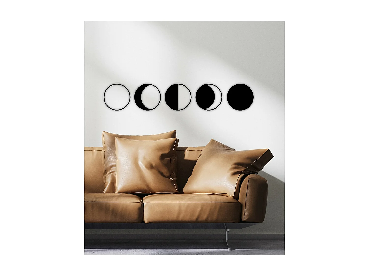 Decoração em Metal Fases Lunares 1, Preto, 200x3x40 cm, EPIKASA