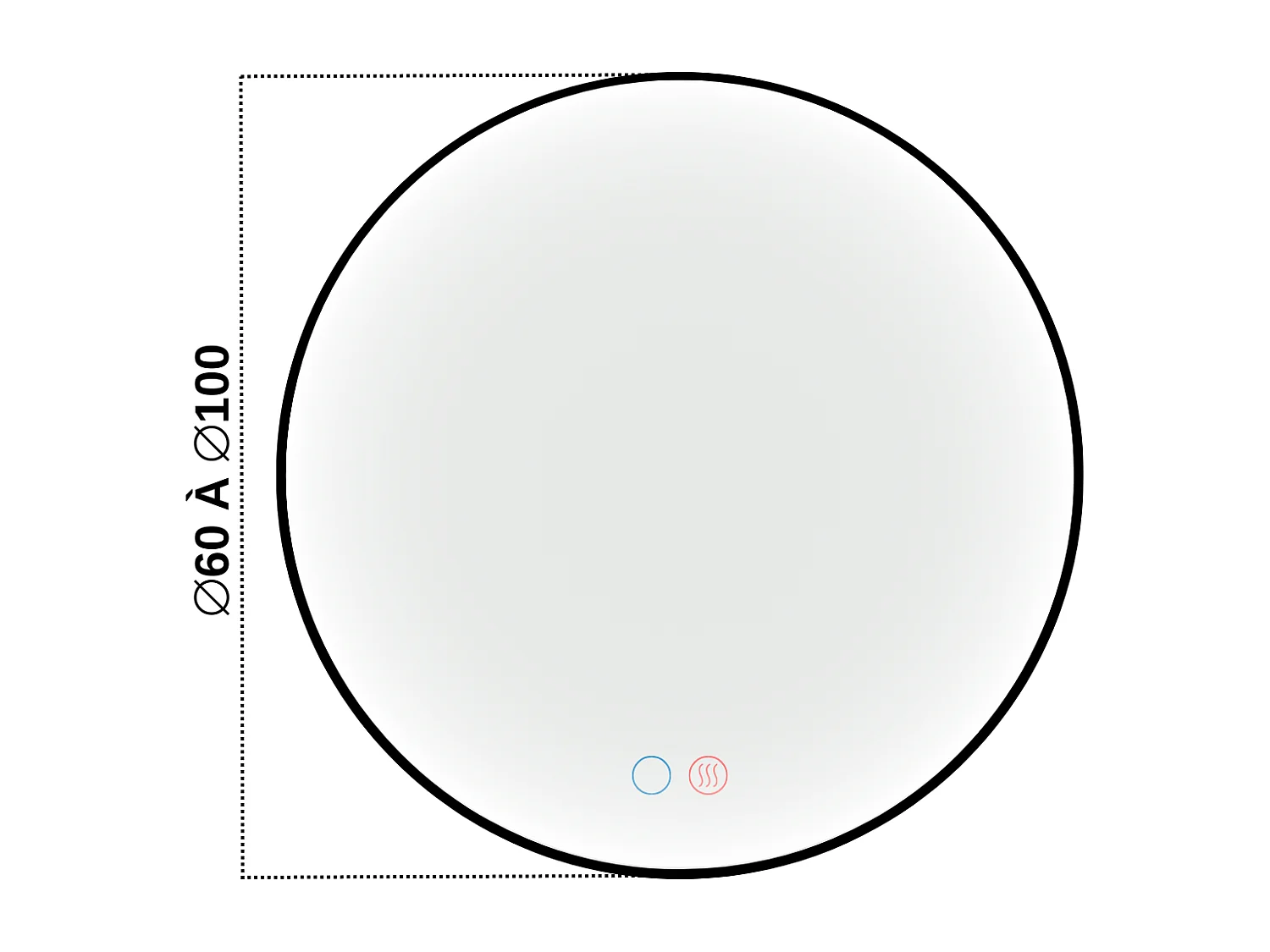 Miroir Salle de Bains Lumineux NÉPAL Anti-Buée et Éclairage Périmétral Triled Tactile On/Off Ø70 Noir Mat LEDIMEX by SANIZÉO