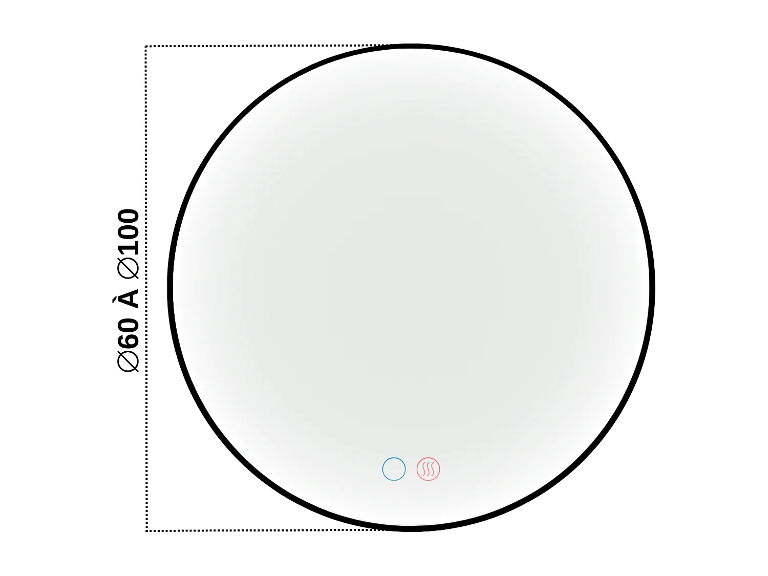 Miroir Salle de Bains Lumineux NÉPAL Anti-Buée et Éclairage Périmétral Triled Tactile On/Off Ø70 Noir Mat LEDIMEX by SANIZÉO