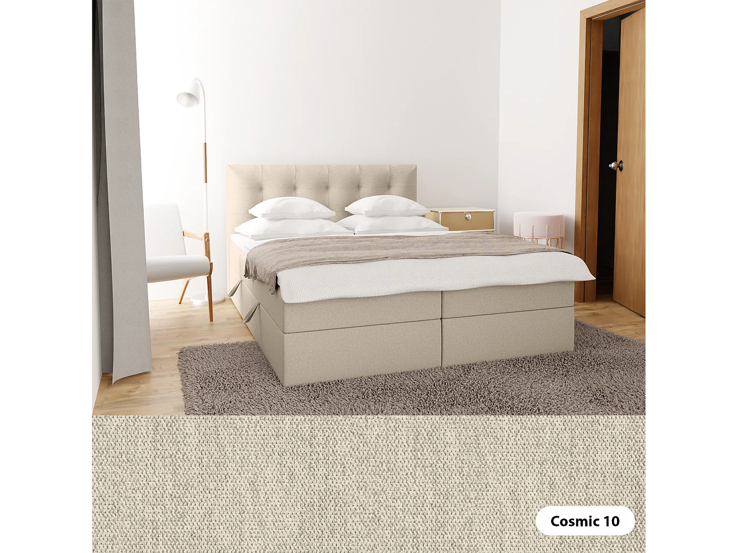 BOXSPRINGBETT Doppelbett Kolumbo Hellbeige 180x200 cm