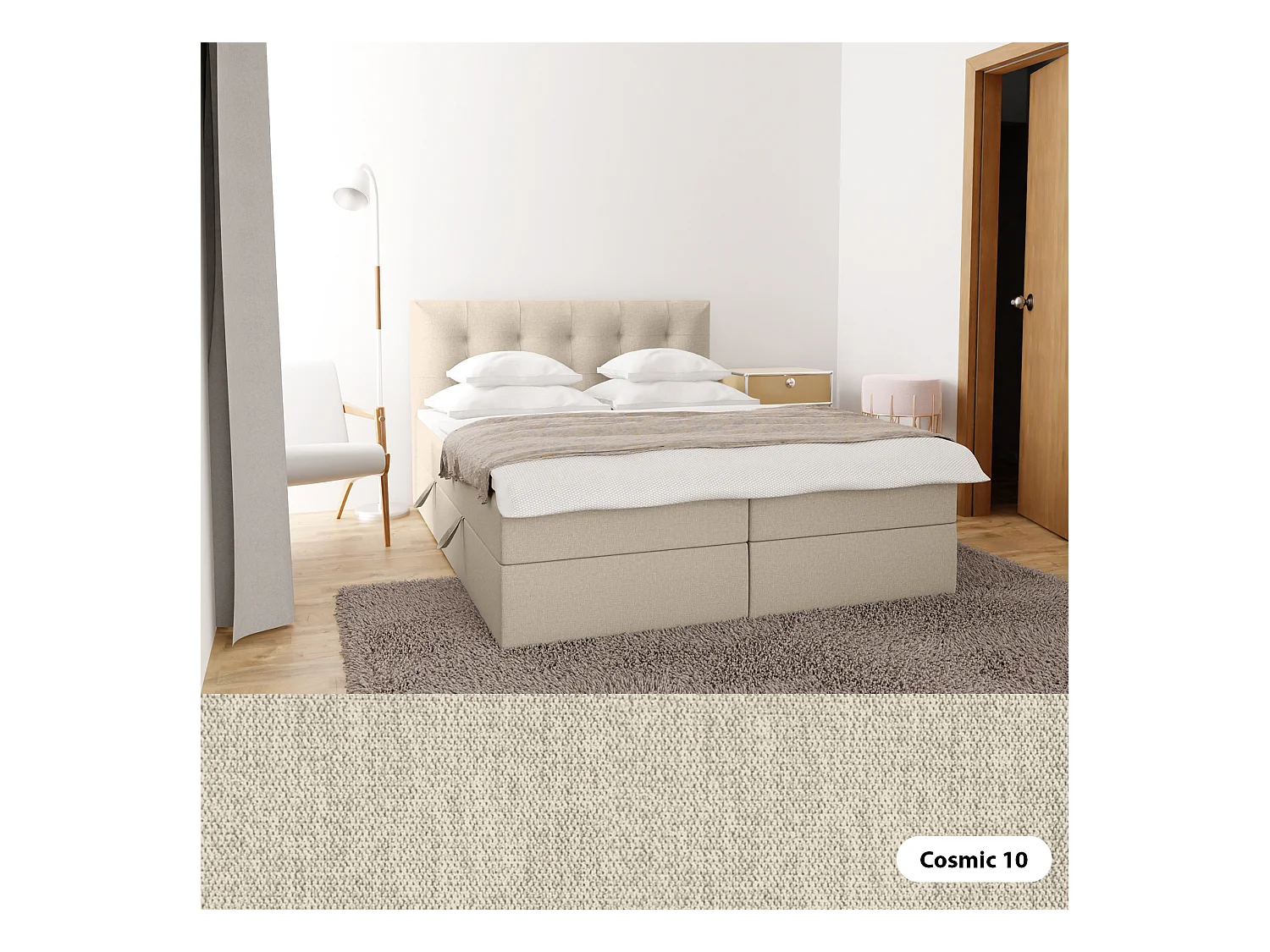 BOXSPRINGBETT Doppelbett Kolumbo Hellbeige 160x200 cm