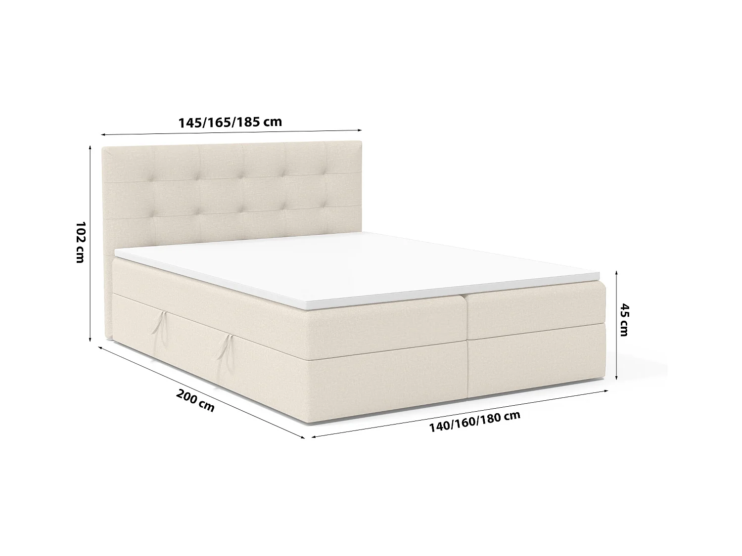 BOXSPRINGBETT Doppelbett Kolumbo Hellbeige 160x200 cm