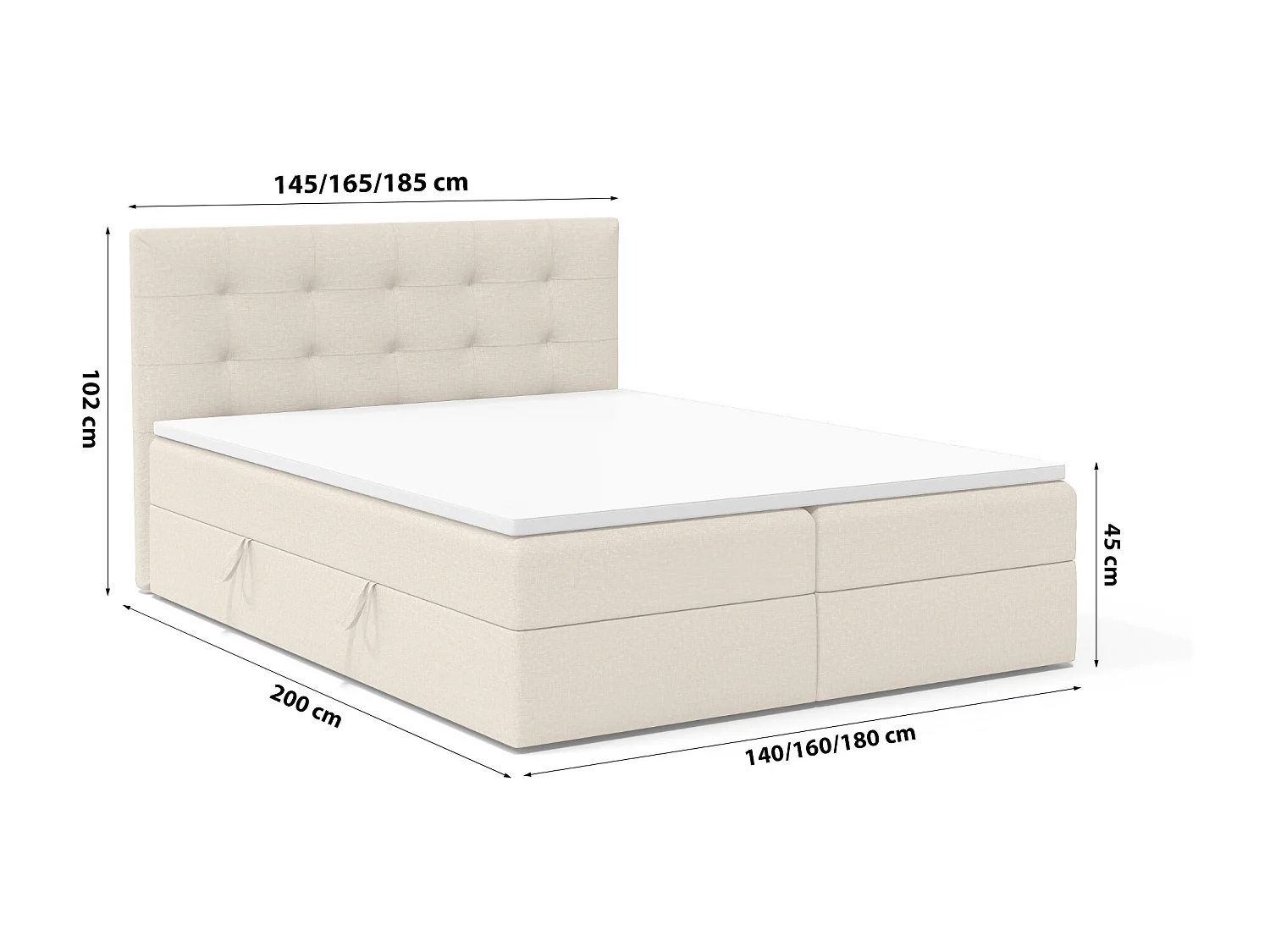 BOXSPRINGBETT Doppelbett Kolumbo Hellbeige 160x200 cm