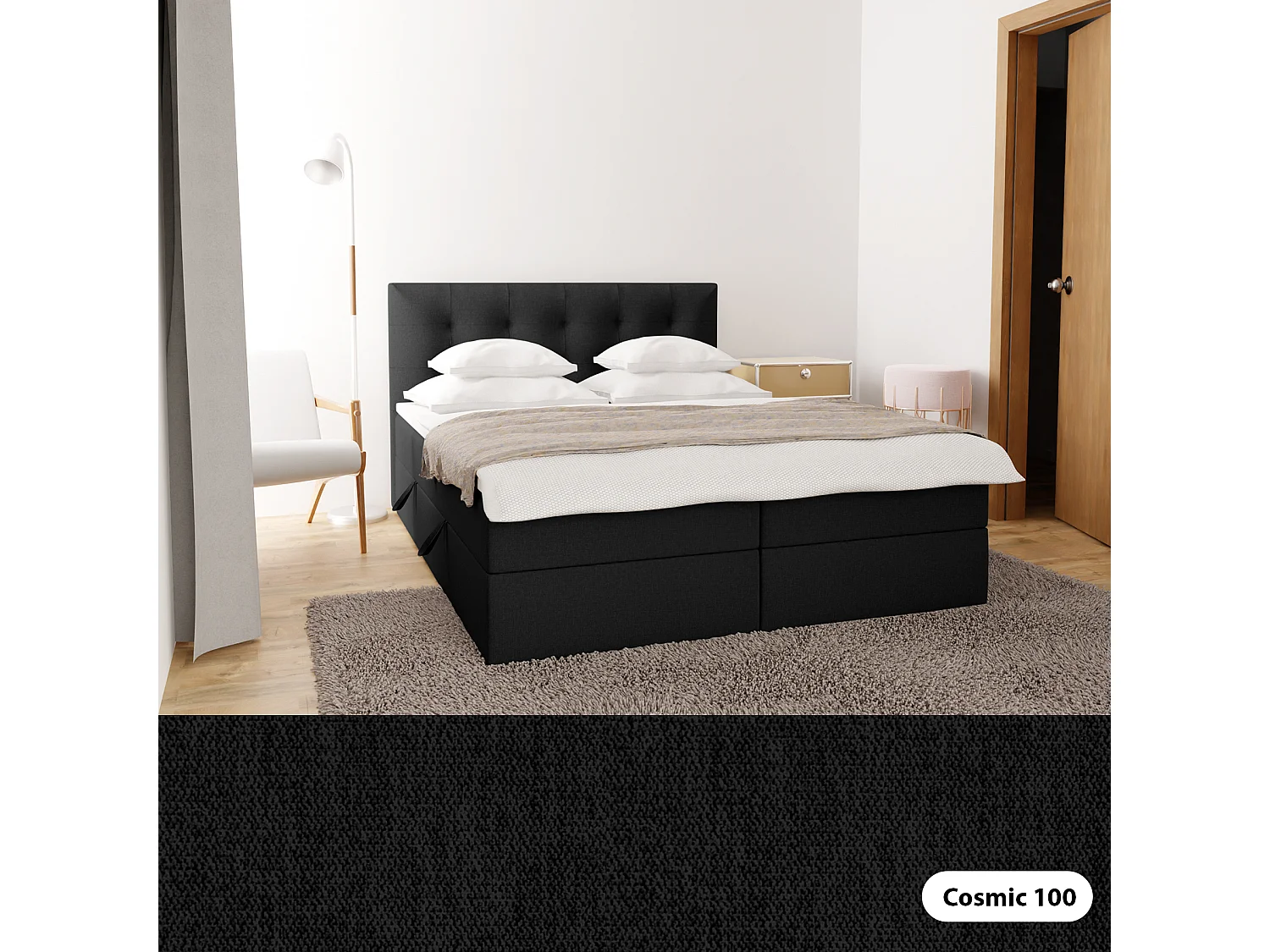 BOXSPRINGBETT Doppelbett Kolumbo Schwarz 180x200 cm