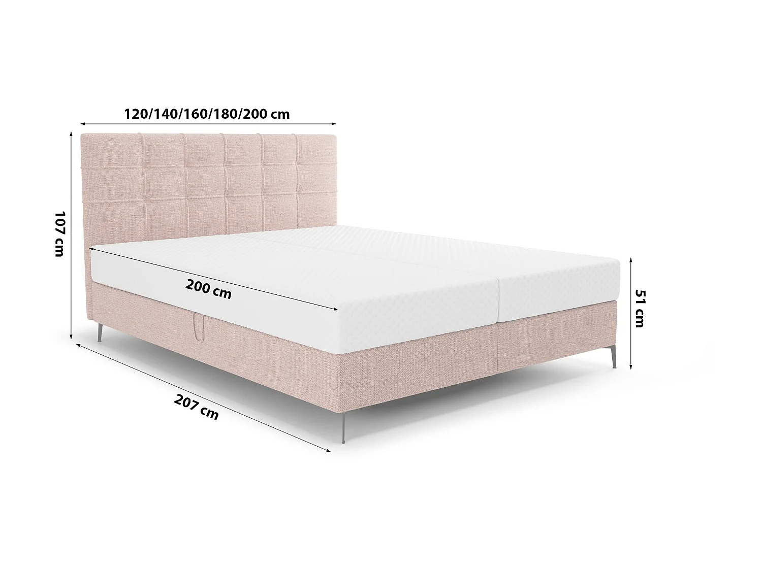 BOXSPRINGBETT Doppelbett Ardoe Rosa (Aragon 62)) 180x200 cm