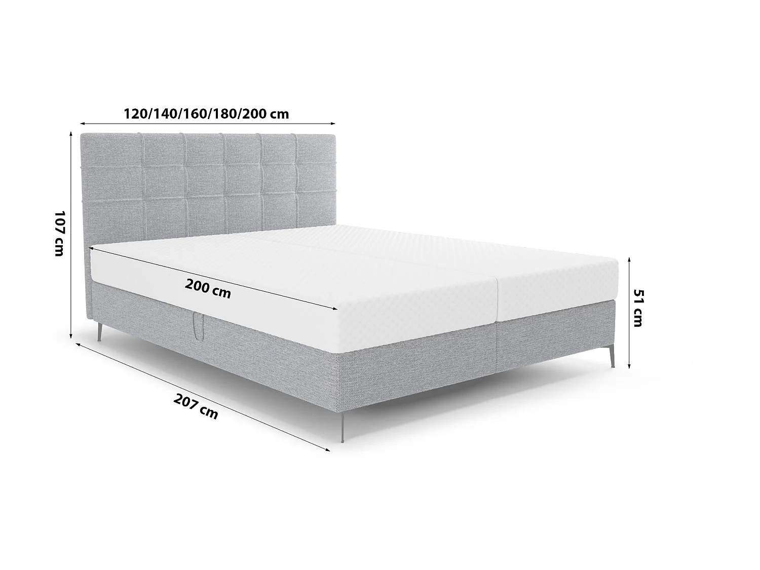 BOXSPRINGBETT Doppelbett Ardoe Grau (Aragon 93) 160x200 cm
