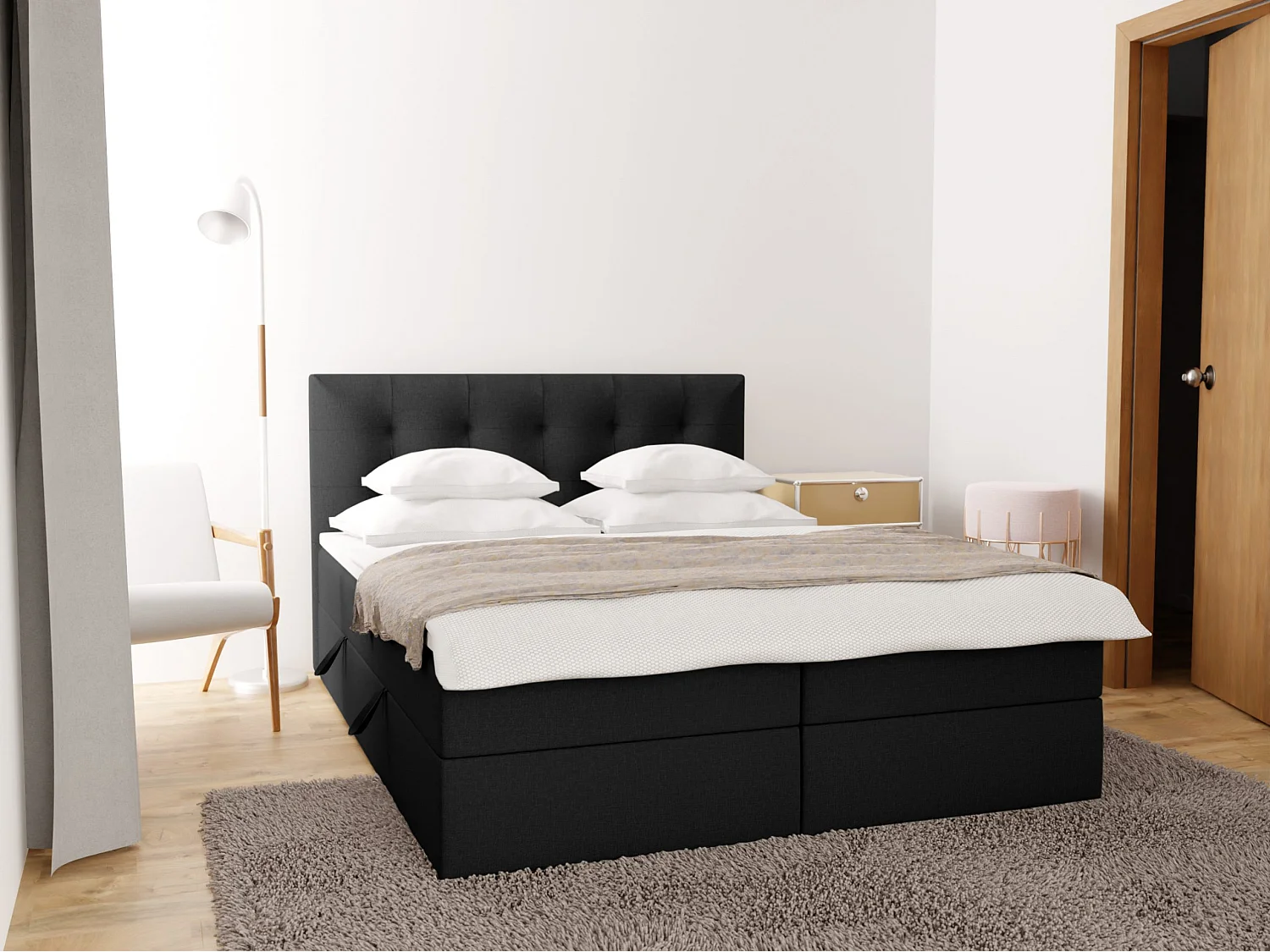 BOXSPRINGBETT Doppelbett Kolumbo Schwarz 140x200 cm