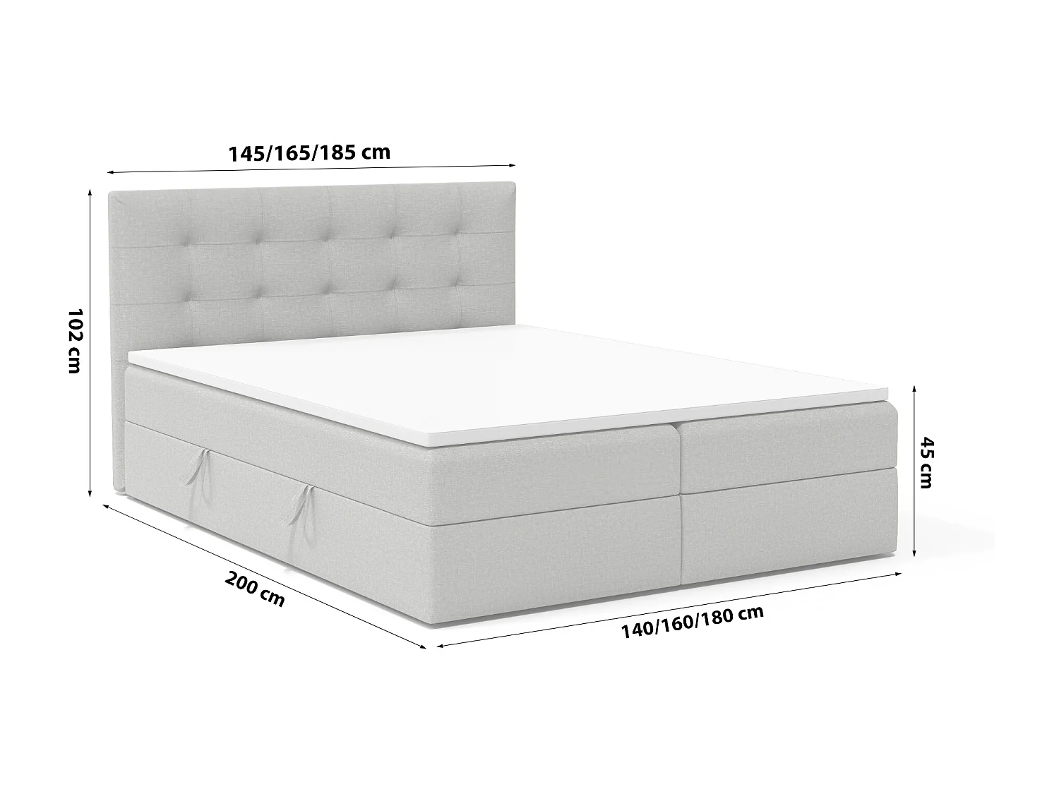 BOXSPRINGBETT Doppelbett Kolumbo Grau 160x200 cm