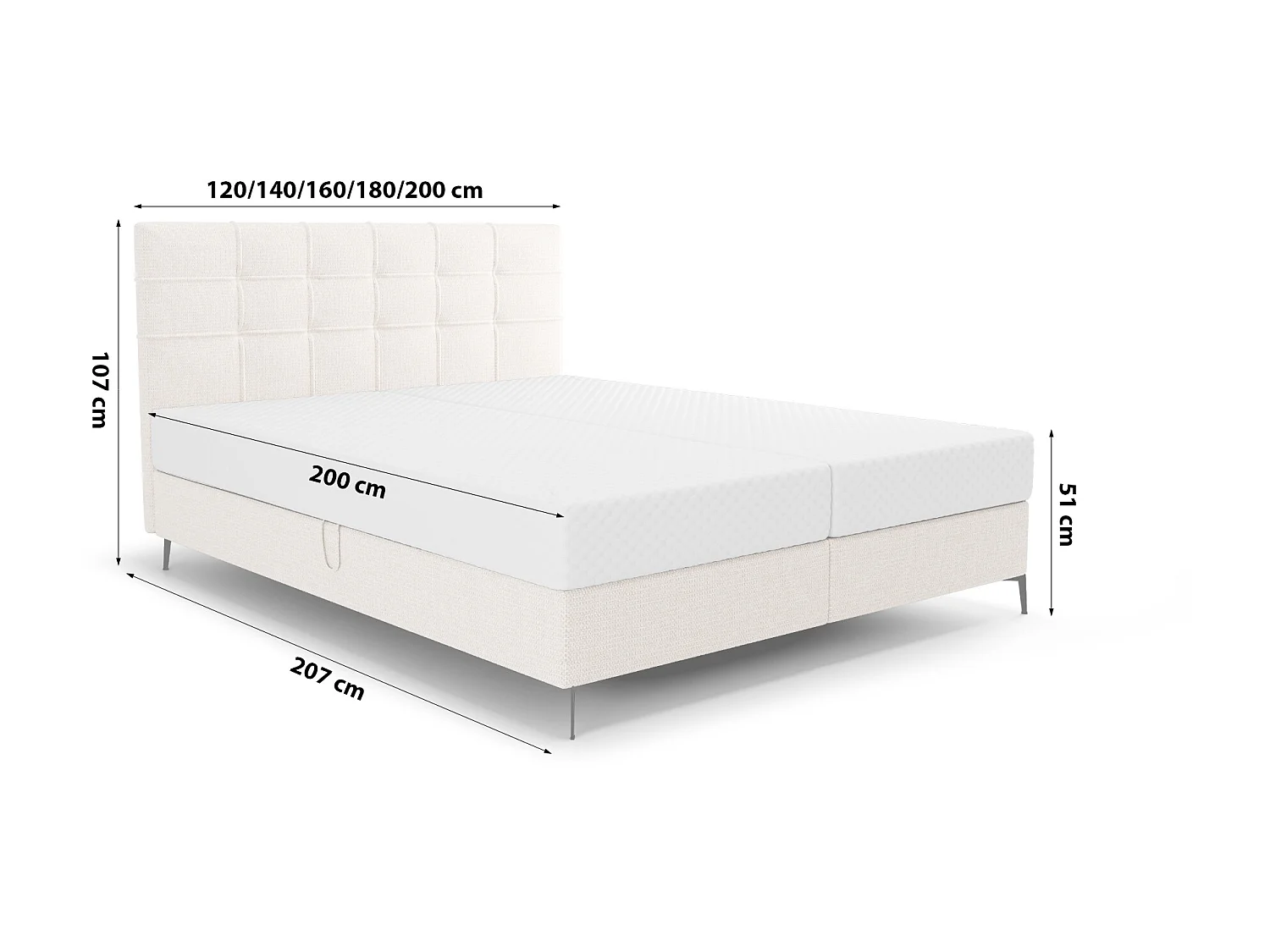 BOXSPRINGBETT Doppelbett Ardoe Beige (Aragon 03) 120x200 cm