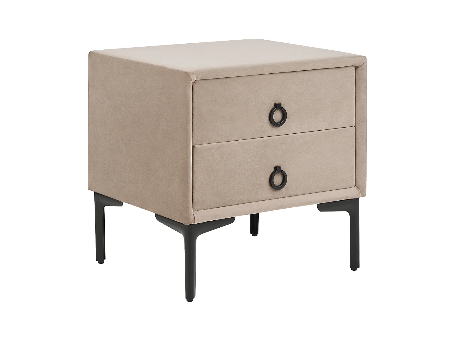 Table de nuit à 2 tiroirs SEZANNE Velours Taupe