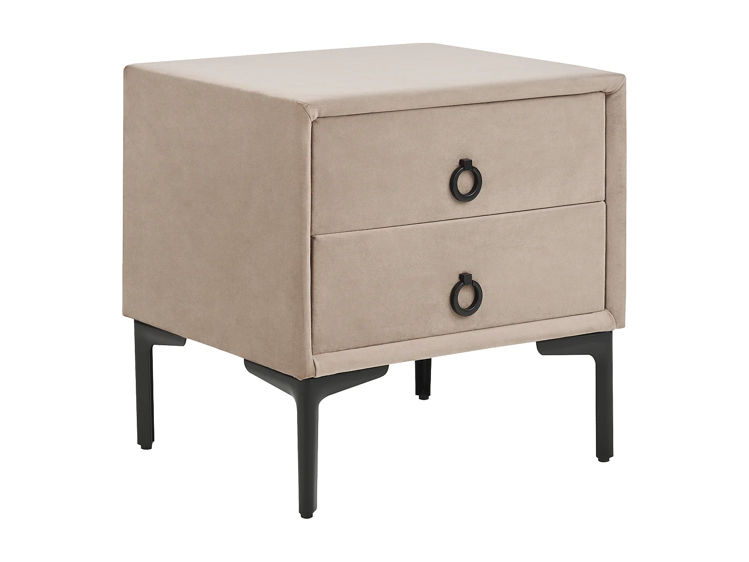 Table de nuit à 2 tiroirs SEZANNE Velours Taupe