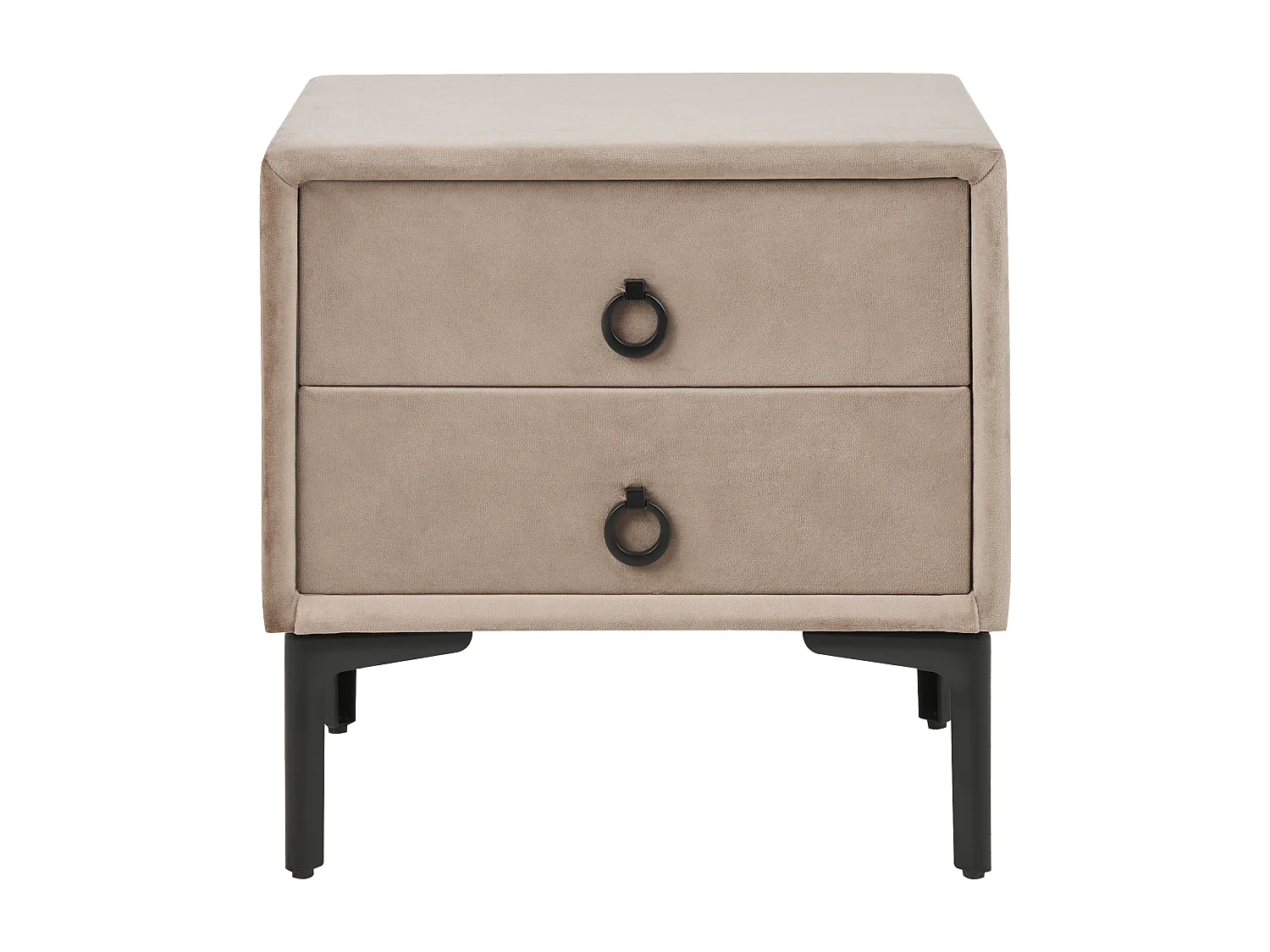 Table de nuit à 2 tiroirs SEZANNE Velours Taupe