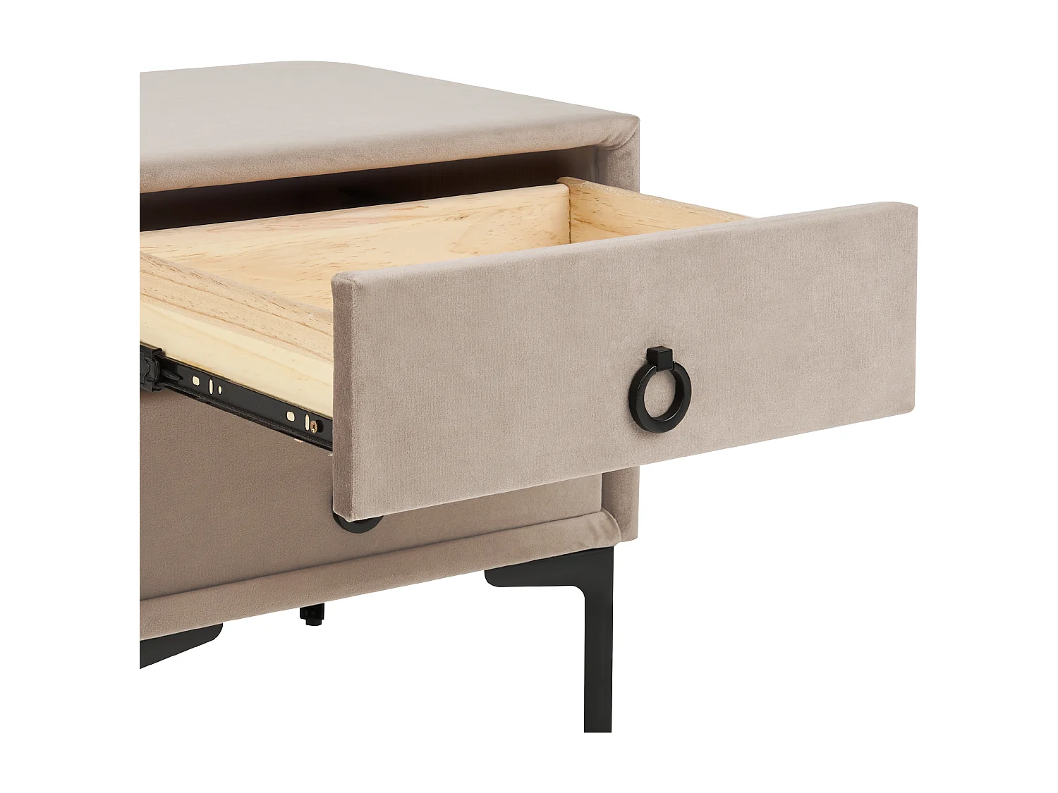 Table de nuit à 2 tiroirs SEZANNE Velours Taupe