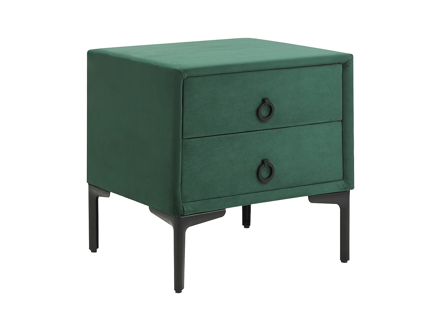 Table de nuit à 2 tiroirs SEZANNE Velours Vert foncé