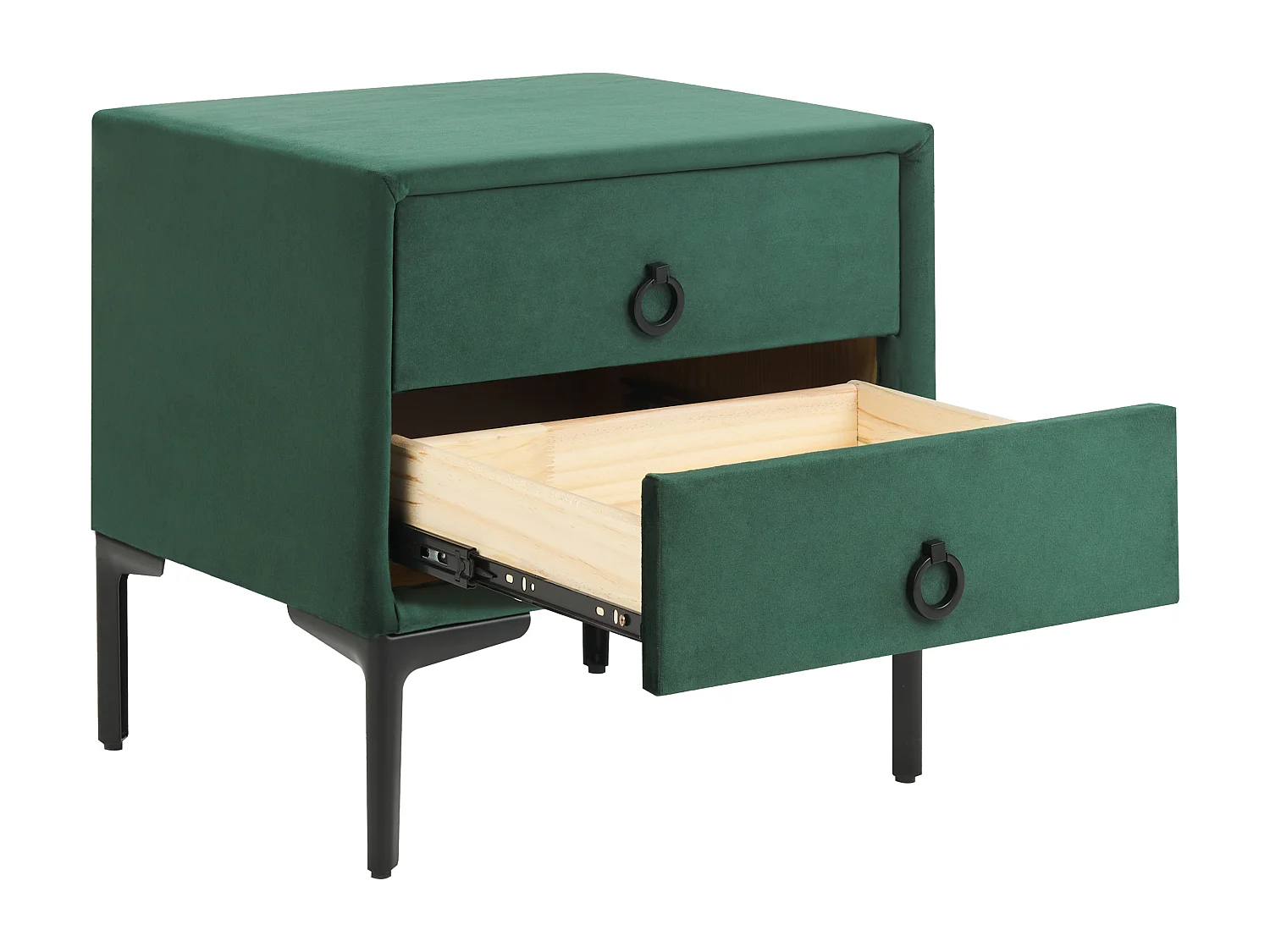 Table de nuit à 2 tiroirs SEZANNE Velours Vert foncé