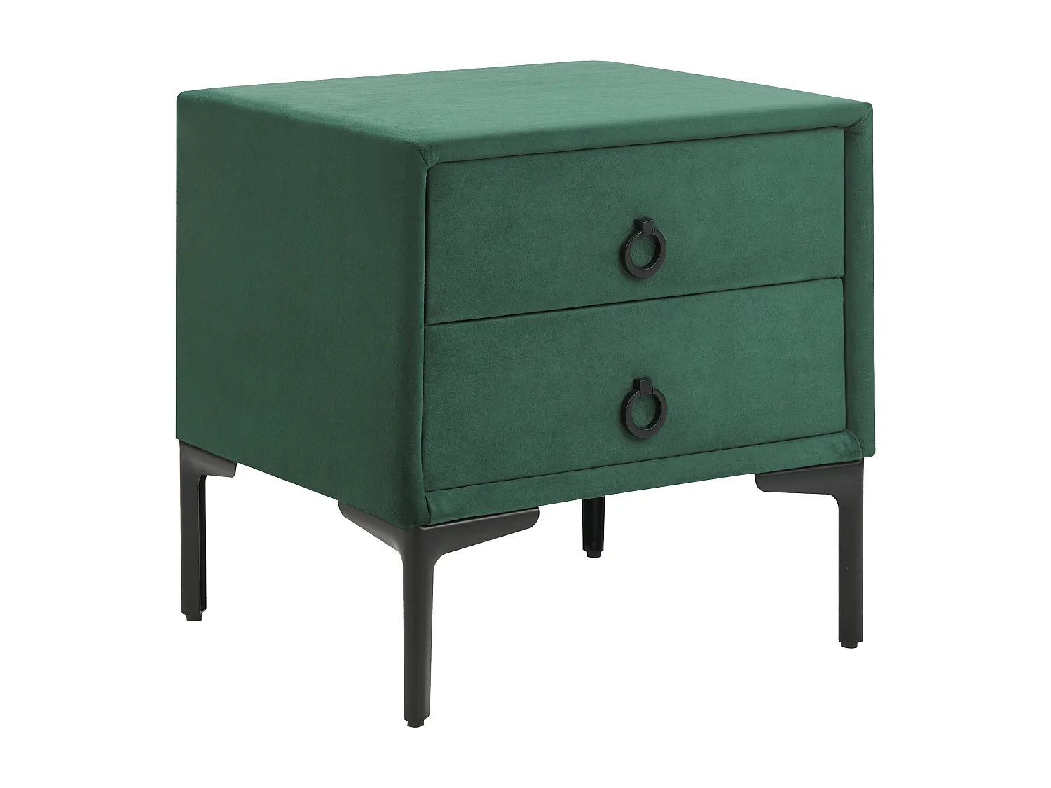 Table de nuit à 2 tiroirs SEZANNE Velours Vert foncé