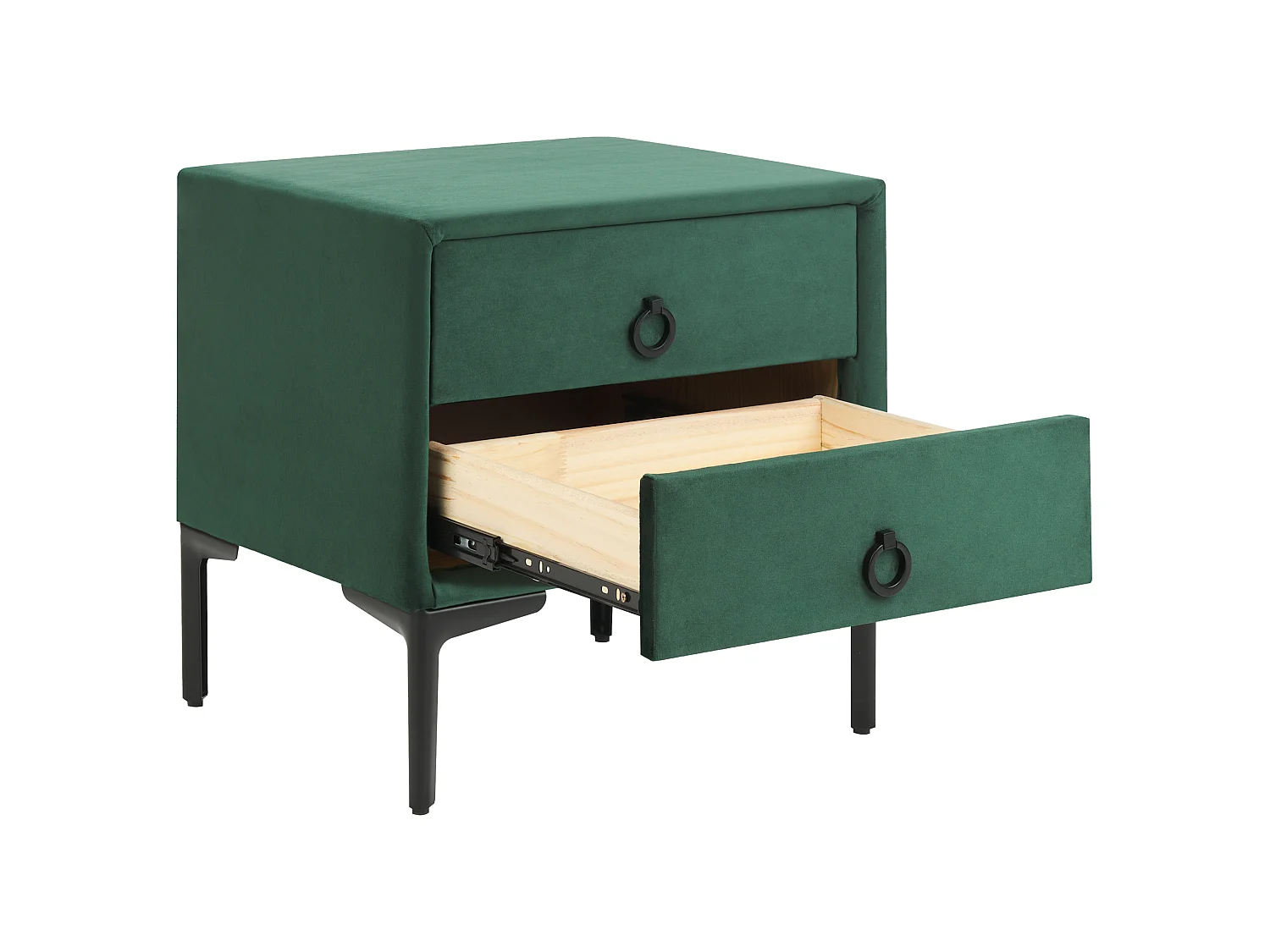Table de nuit à 2 tiroirs SEZANNE Velours Vert foncé