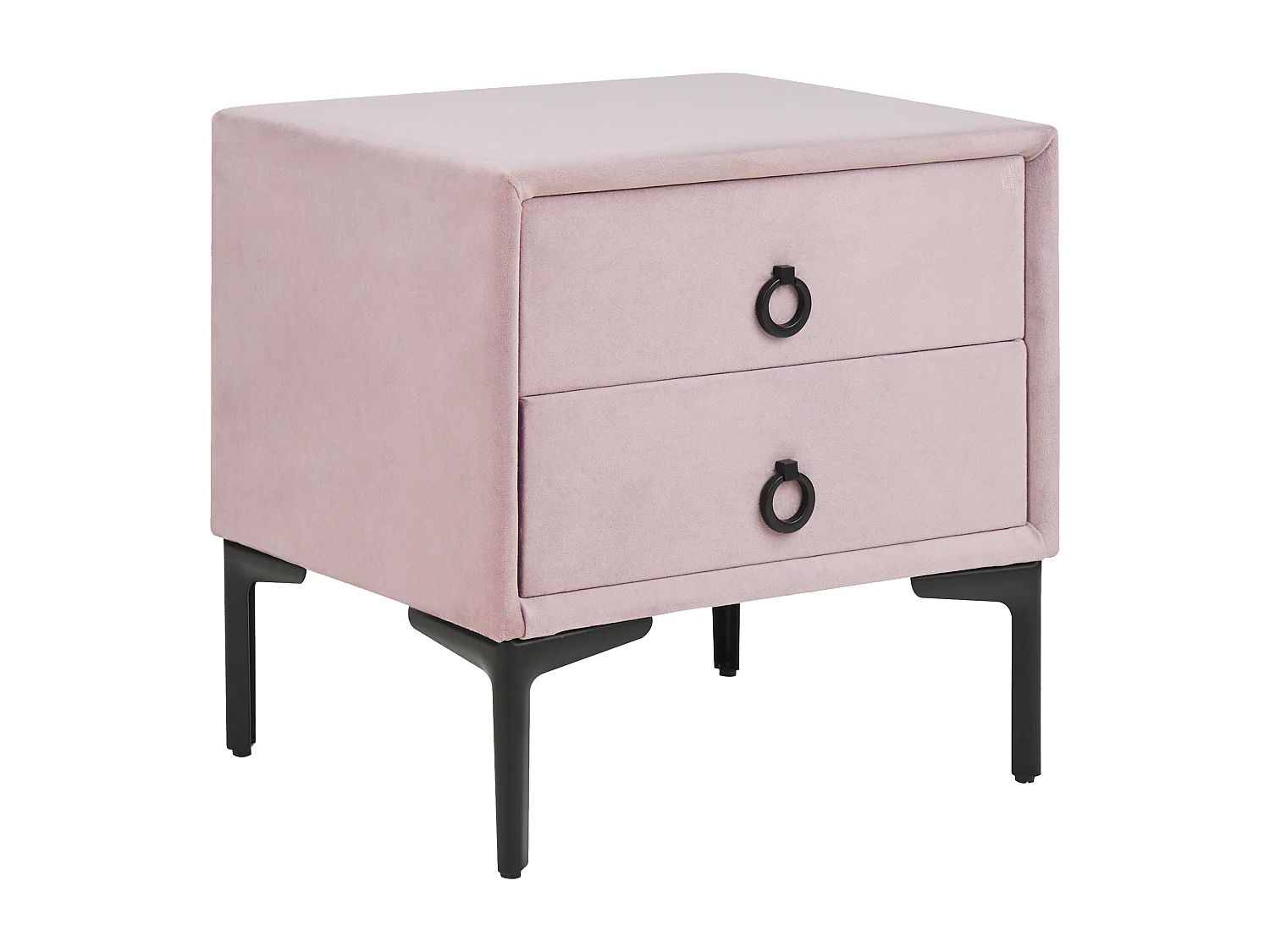 Table de nuit à 2 tiroirs SEZANNE Velours Rose