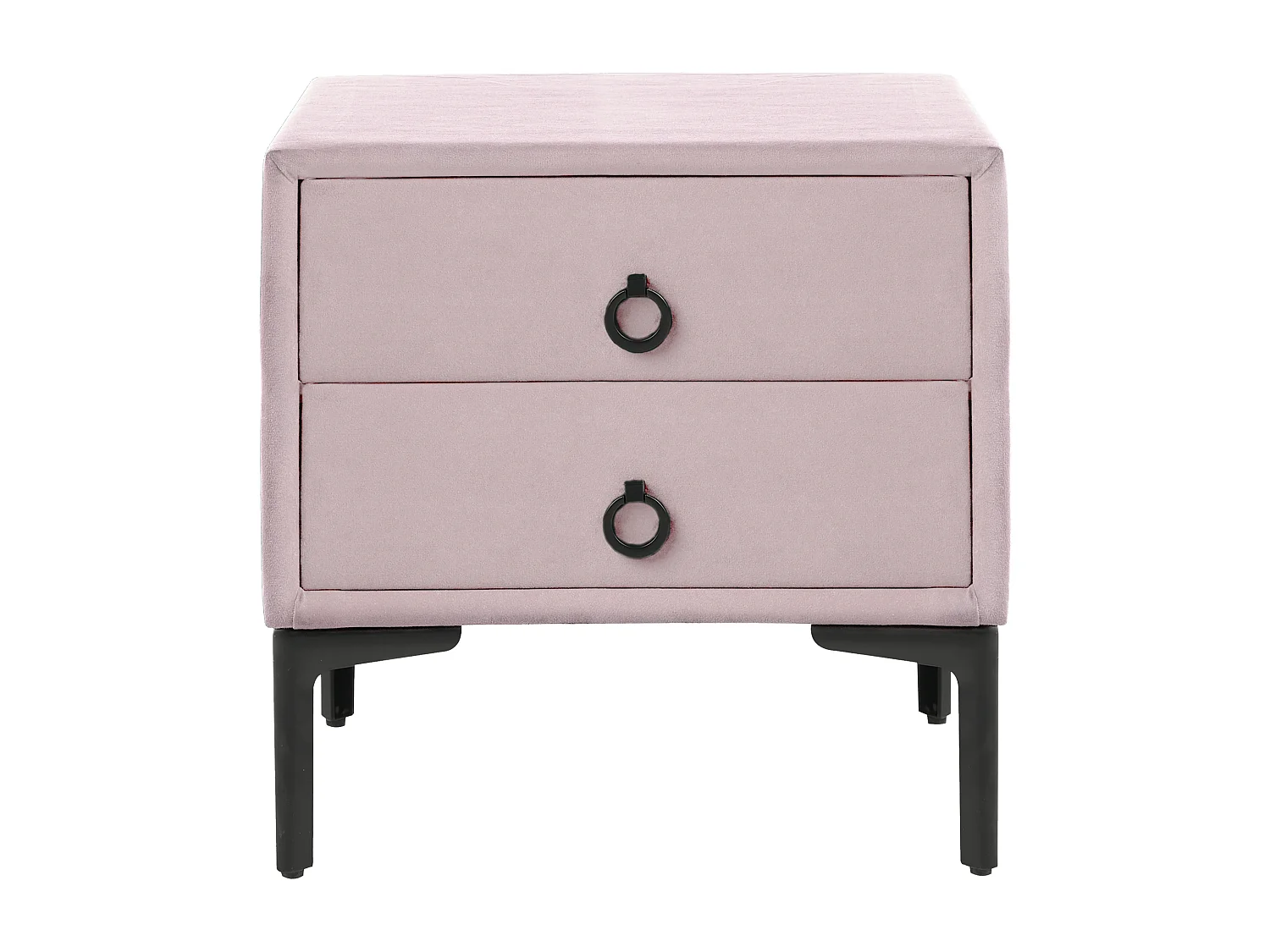 Table de nuit à 2 tiroirs SEZANNE Velours Rose