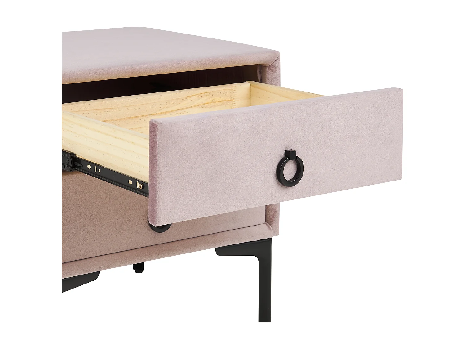 Table de nuit à 2 tiroirs SEZANNE Velours Rose