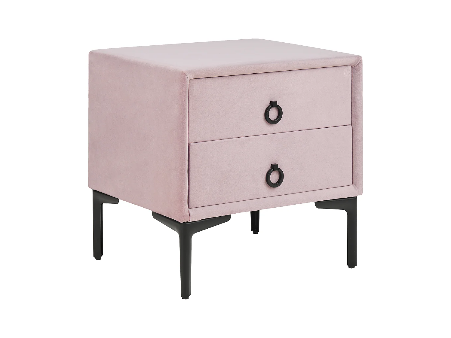 Table de nuit à 2 tiroirs SEZANNE Velours Rose