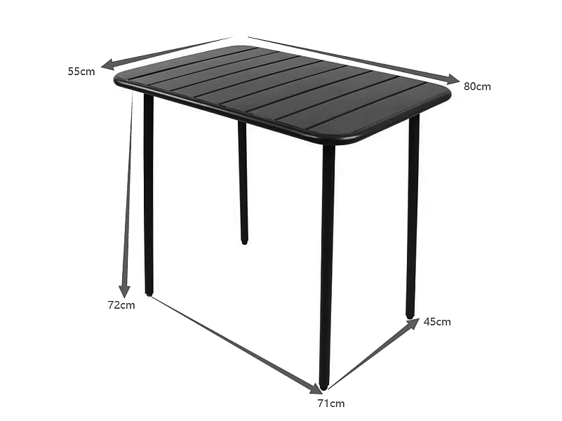 Garden table Sumila Black H. 72 x W. 80 x D. 55 cm