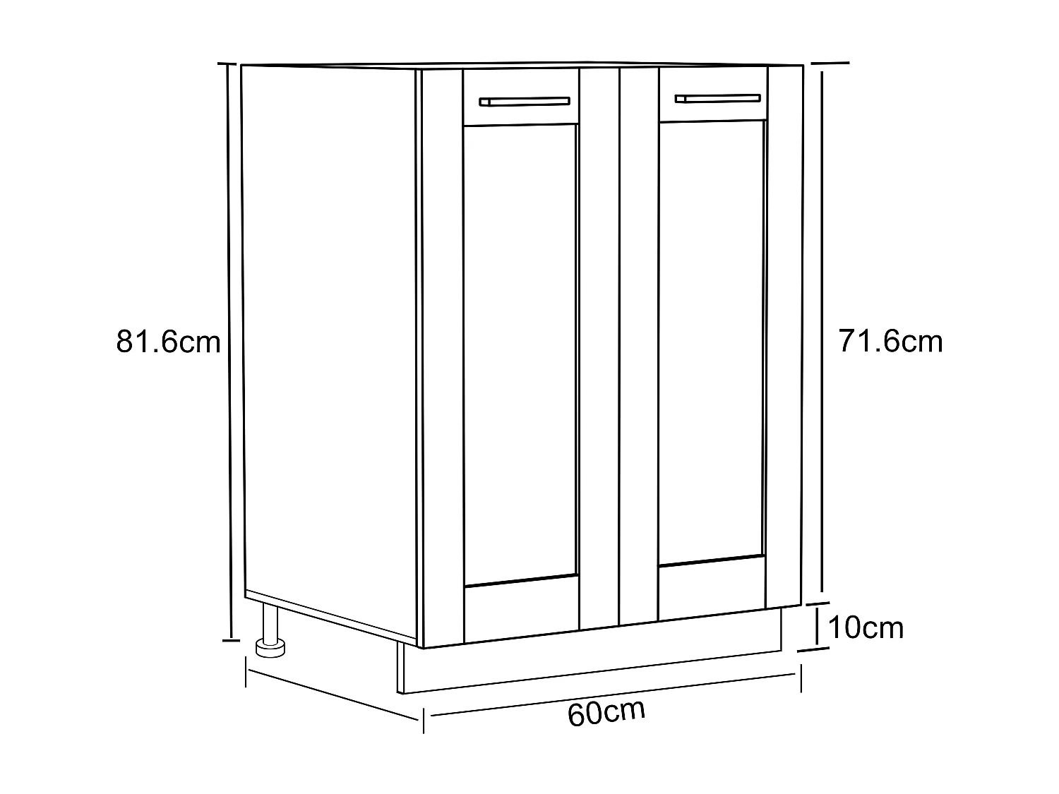 Kitchen furniture cabinet Colura White / Anthracite H. 82 x W. 60 x D. 46 cm