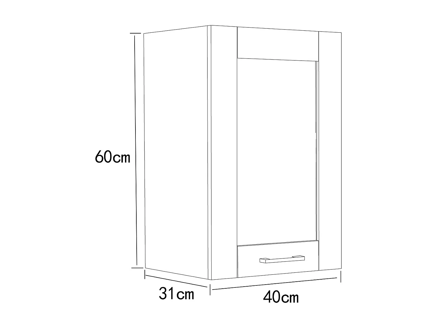 Kitchen furniture hanging cabinet Colura White / Anthracite H. 60 x W. 40 x D. 31 cm