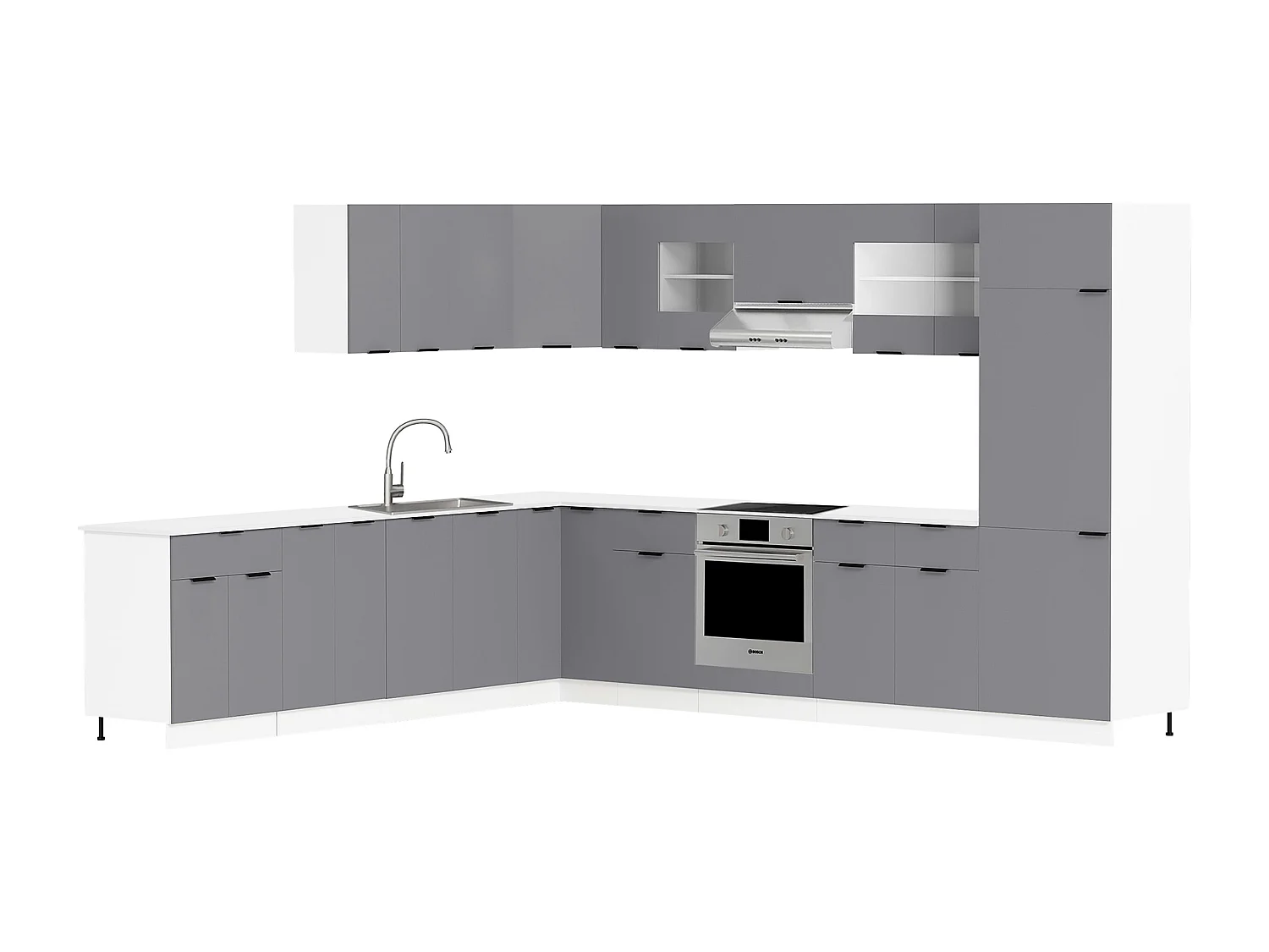 Kitchen furniture cabinet Fasola White / Anthracite H. 207 x W. 60 x D. 57 cm