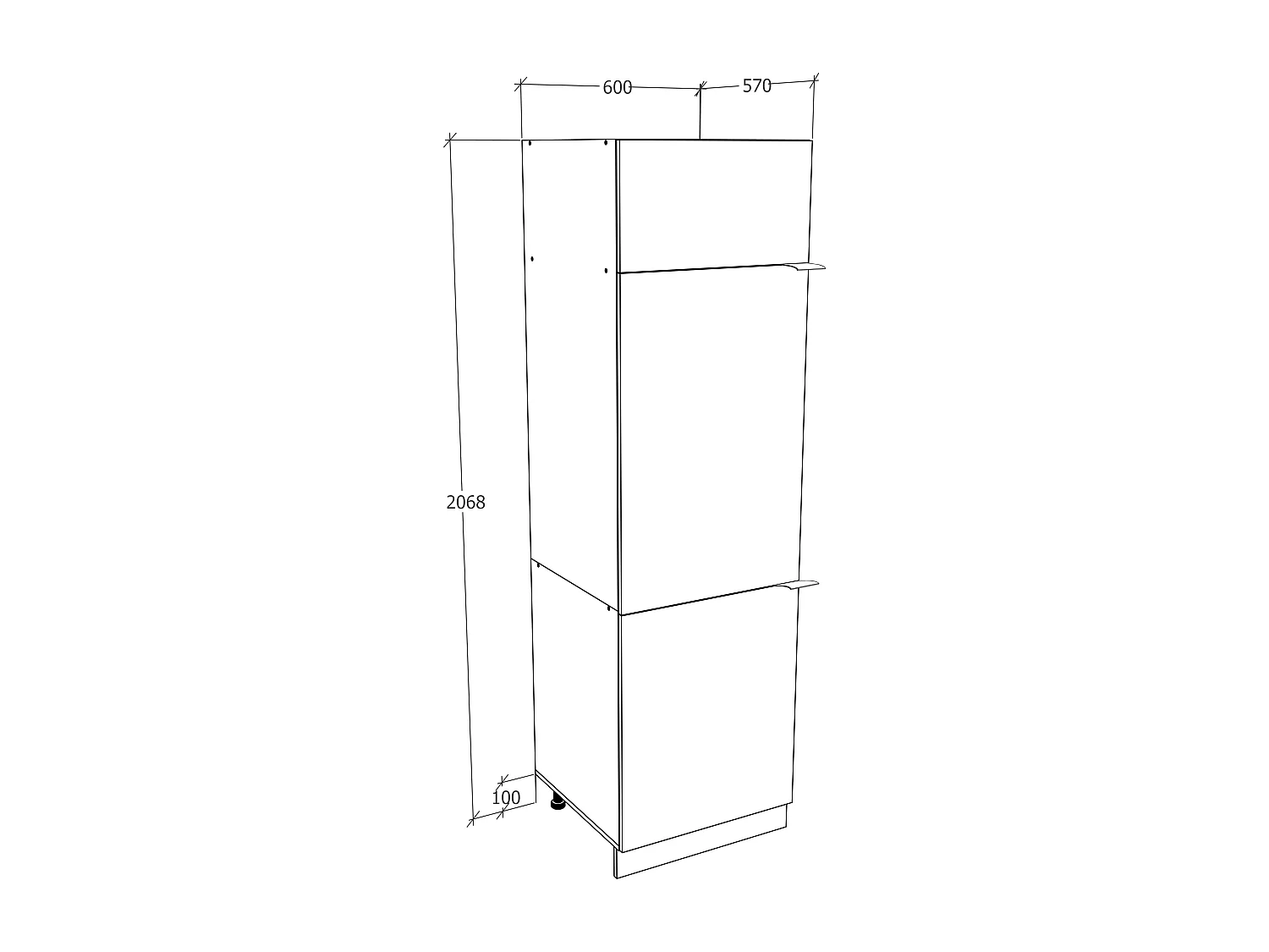 Kitchen furniture cabinet Fasola White / Anthracite H. 207 x W. 60 x D. 57 cm