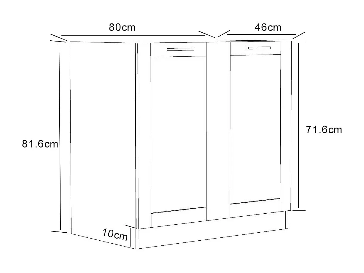 Kitchen furniture cabinet Colura White / Anthracite H. 82 x W. 80 x D. 46 cm