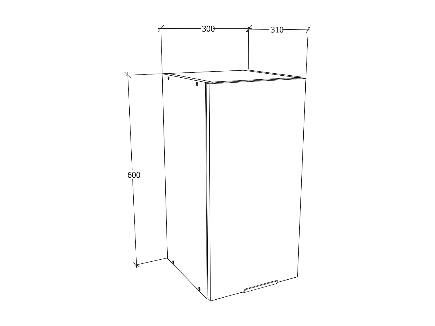 Kitchen furniture hanging cabinet Fasola White / Anthracite H. 60 x W. 30 x D. 31 cm