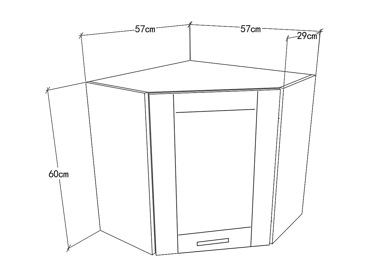 Kitchen furniture hanging cabinet Colura White / Anthracite H. 60 x W. 57 x D. 57 cm