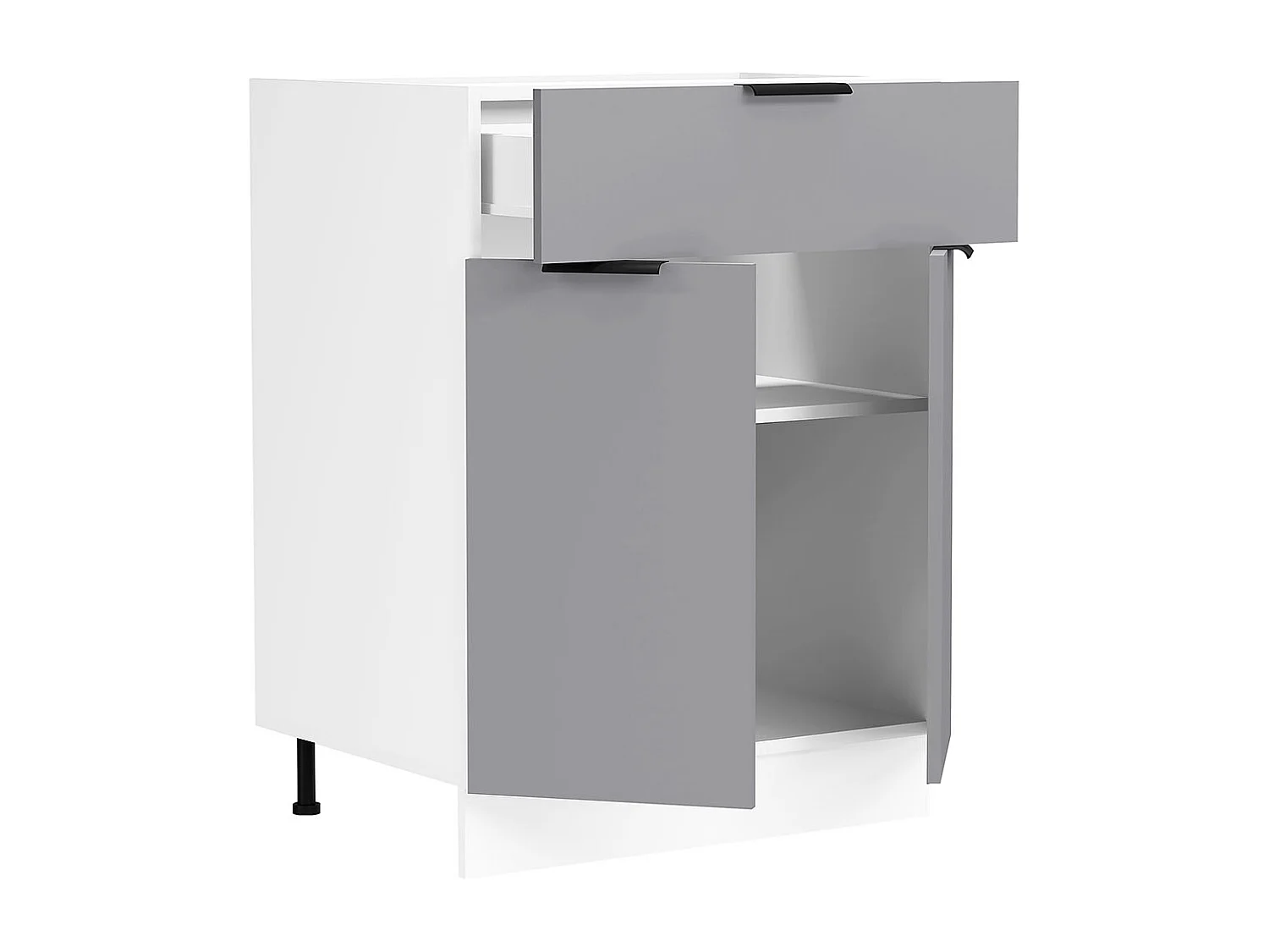 Kitchen furniture cabinet Fasola White / Anthracite H. 82 x W. 60 x D. 46 cm