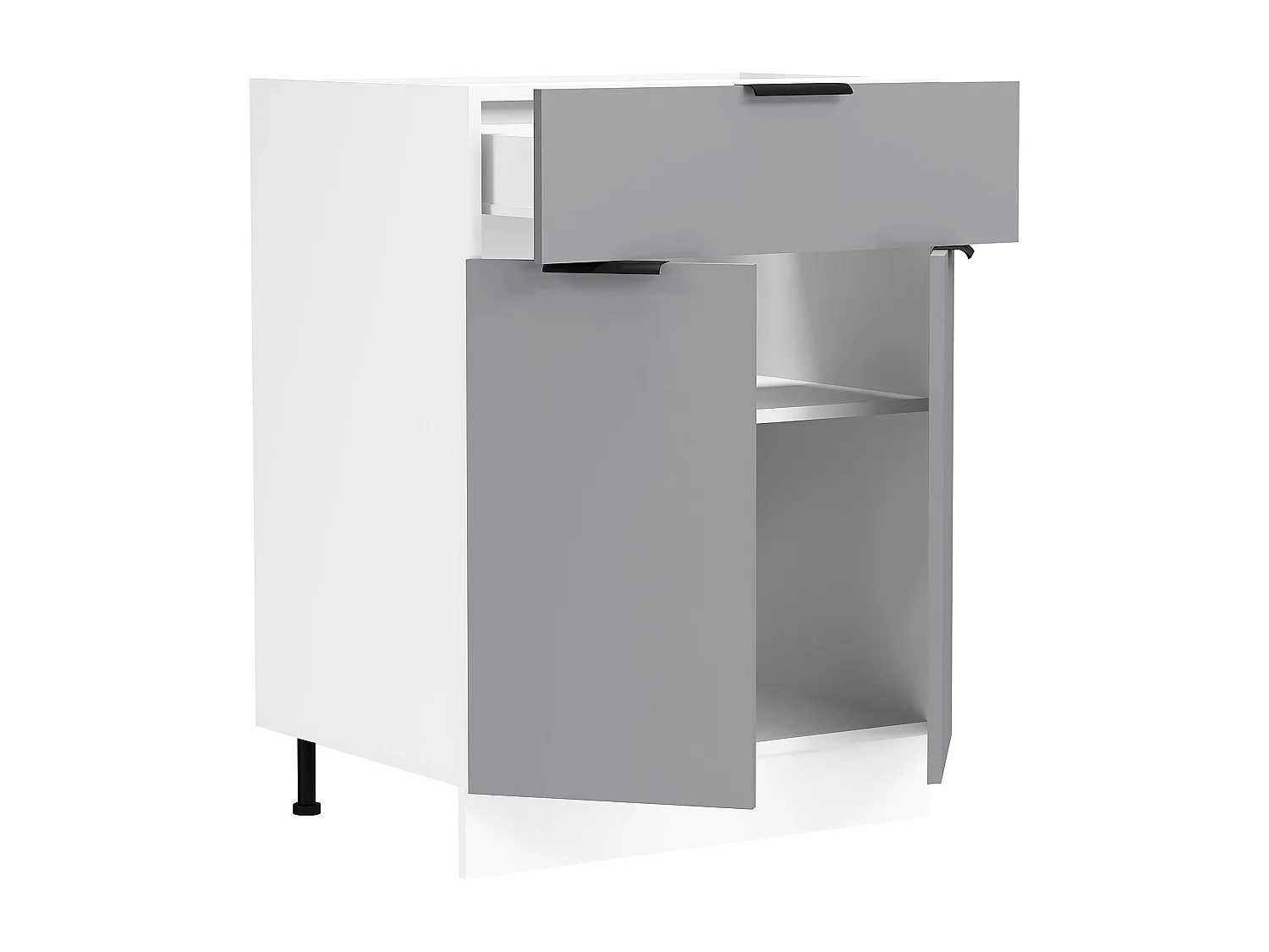 Kitchen furniture cabinet Fasola White / Anthracite H. 82 x W. 60 x D. 46 cm