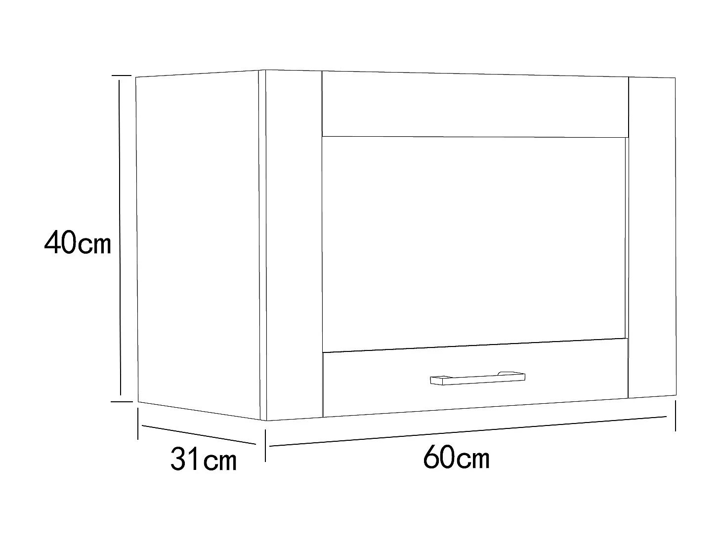 Kitchen furniture hanging cabinet Colura White / Anthracite H. 40 x W. 60 x D. 31 cm