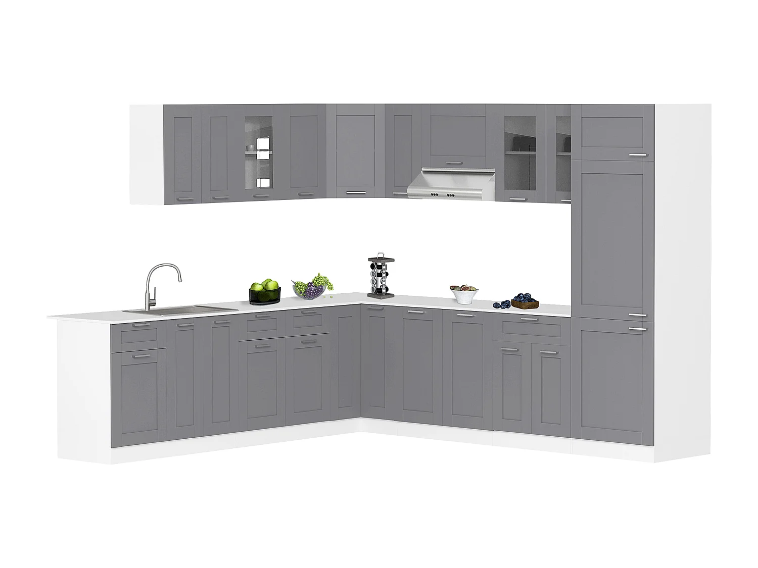 Kitchen furniture hanging cabinet Colura White / Anthracite H. 60 x W. 80 x D. 31 cm