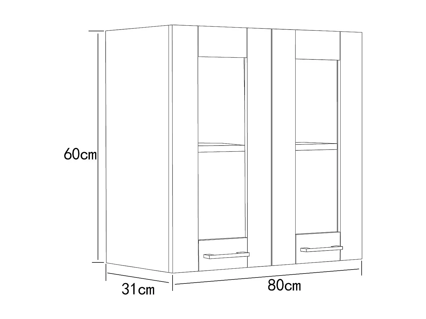 Kitchen furniture hanging cabinet Colura White / Anthracite H. 60 x W. 80 x D. 31 cm