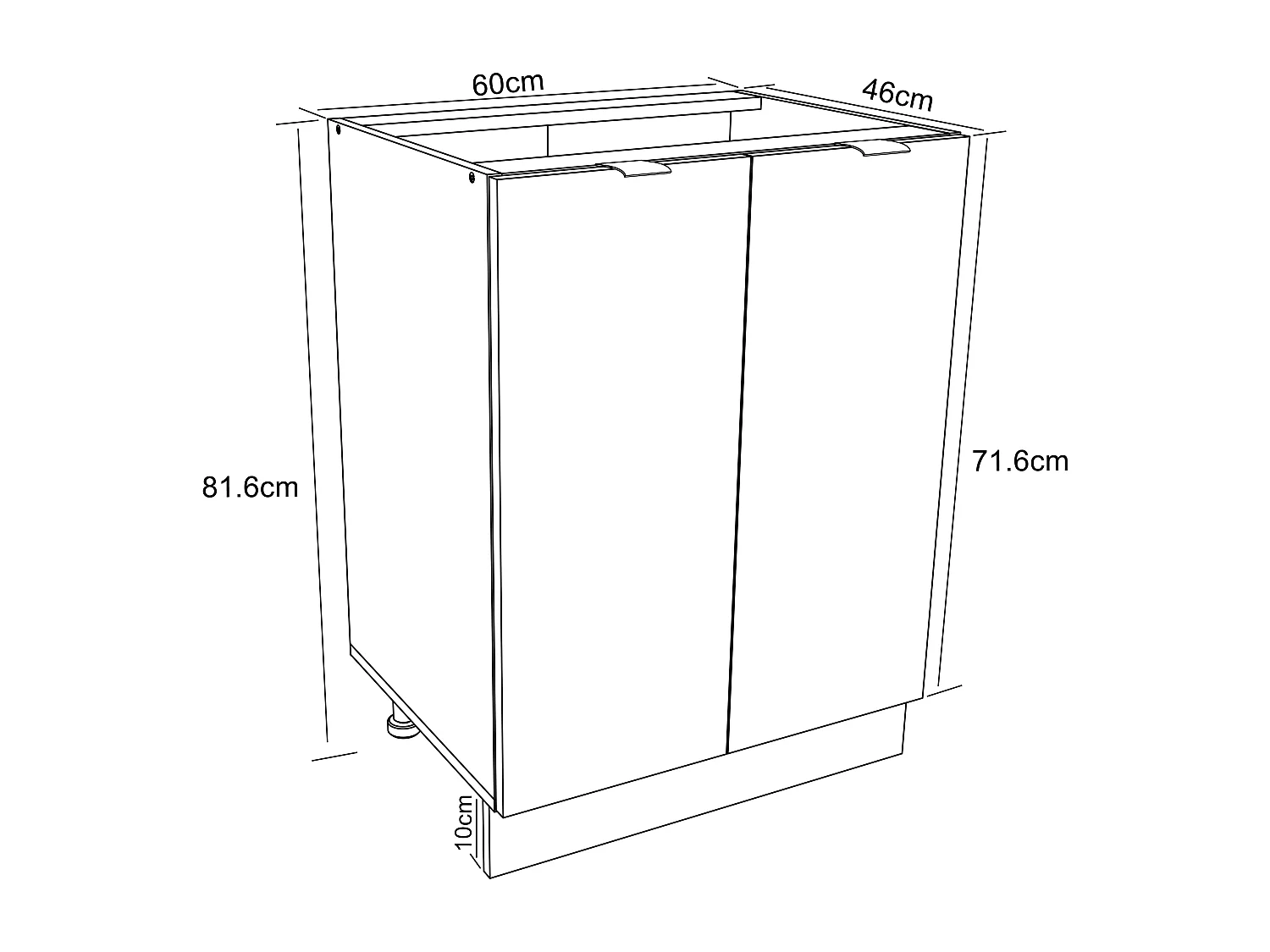 Kitchen furniture cabinet Fasola White / Honey oak H. 82 x W. 60 x D. 46 cm